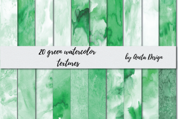 20 Watercolor Green Digital Papers and Textures