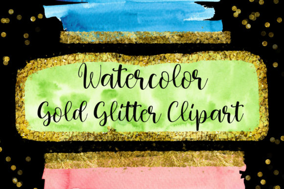 Gold Glitter Watercolor Clip Art and Backgrounds