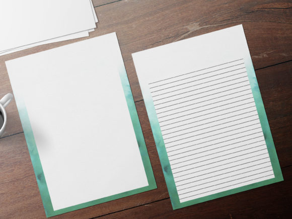 Green Watercolor Stationery Papers and Print Templates