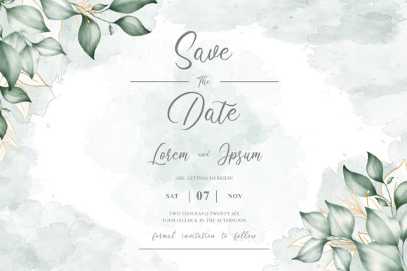 Greenery Watercolor Floral Frame and Print Templates