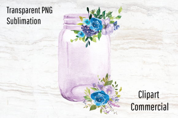 Purple Mason Jar Watercolor Clipart Png and Graphic Templates
