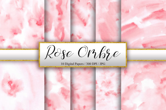 Rose Ombre Watercolor Background and Textures