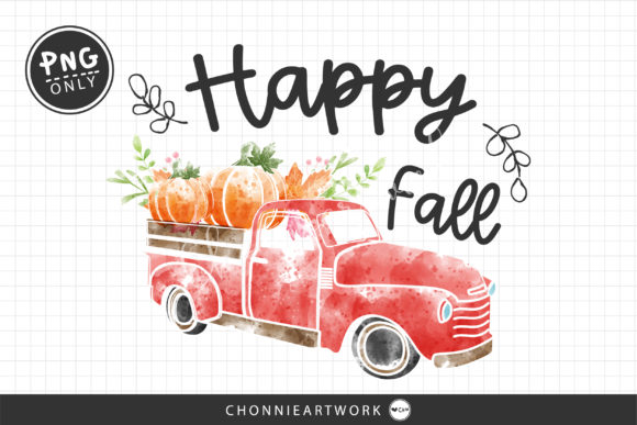 Sublimation Fall Truck Watercolor Print Templates