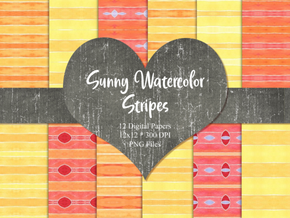 Sunny Watercolor Stripes & Patterns
