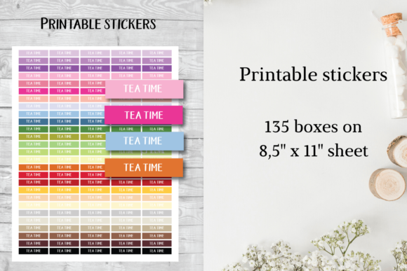 Tea Time Watercolor Sticker and Print Templates