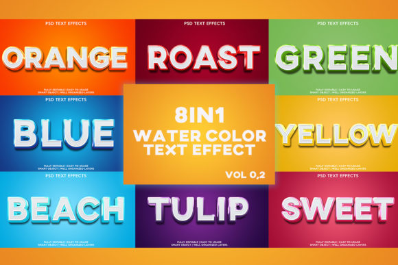 Text Effect 8 in 1 Watercolor and Layer Styles