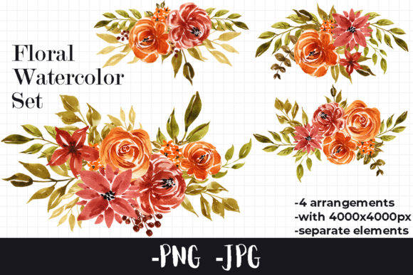 Watercolor Autumn Floral Bouquet 2 & Crafts