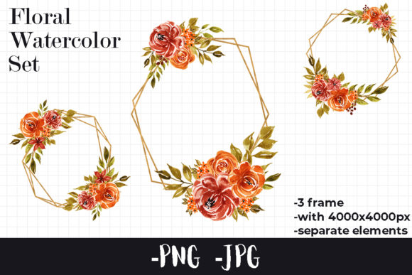 Watercolor Autumnal Floral Frame 3 and Crafts
