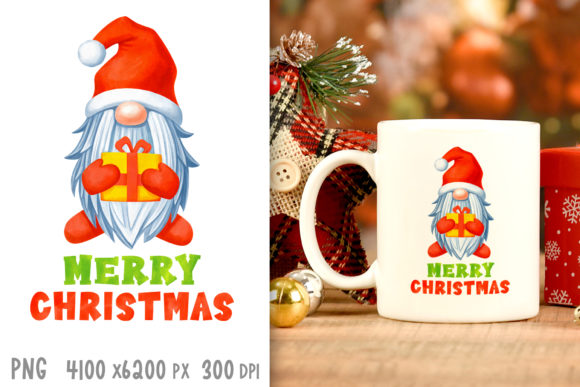 Watercolor Christmas Santa Gnome and Crafts