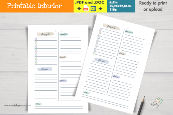 Watercolor Daily Meal Planner Printable - Kdp Interiors