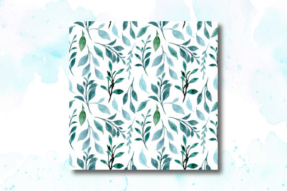 Watercolor Green Foliage Pattern 1 and Patterns