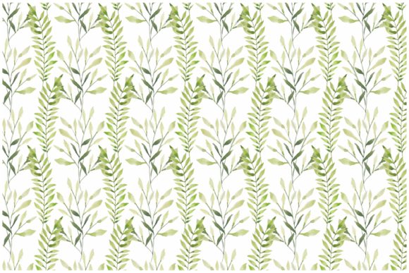 Watercolor Green Leaf Flower Pattern and Patterns