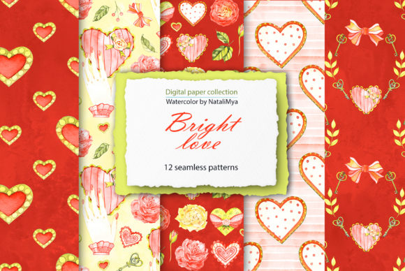 Watercolor Hearts Digital Paper Pack & Patterns Review