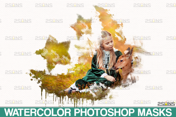 Watercolor Portrait Masks - Clipping for Actions Amp