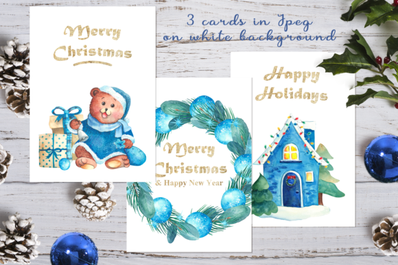 Watercolor Printable Christmas Cards and Print Templates