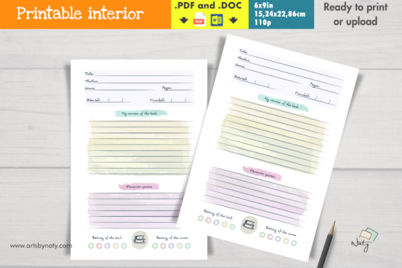 Watercolor Reading Printable Journal for Kdp Interiors