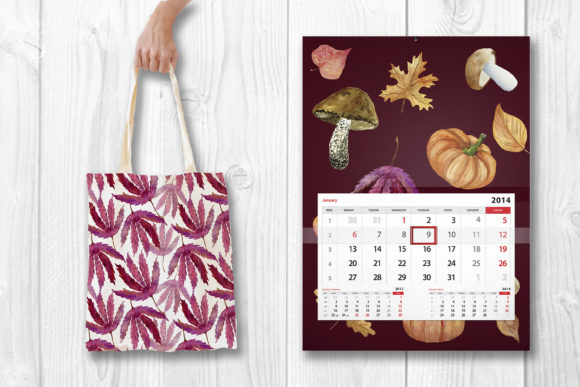 Watercolor Seamless Patterns of Autumn