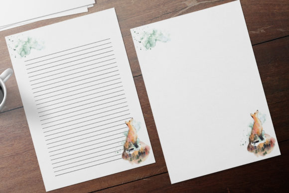Watercolor Winter Fox Stationery and Print Templates